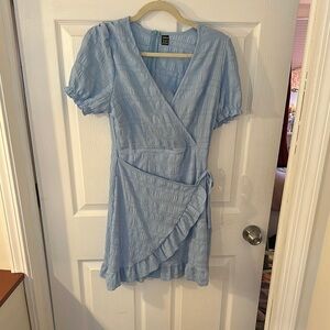 Elegant Blue Wrap Dress